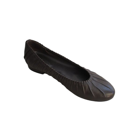 *David Tate Brown Leather Flats Pleated Slip-ons Signature Padded Insoles - Picture 1 of 8